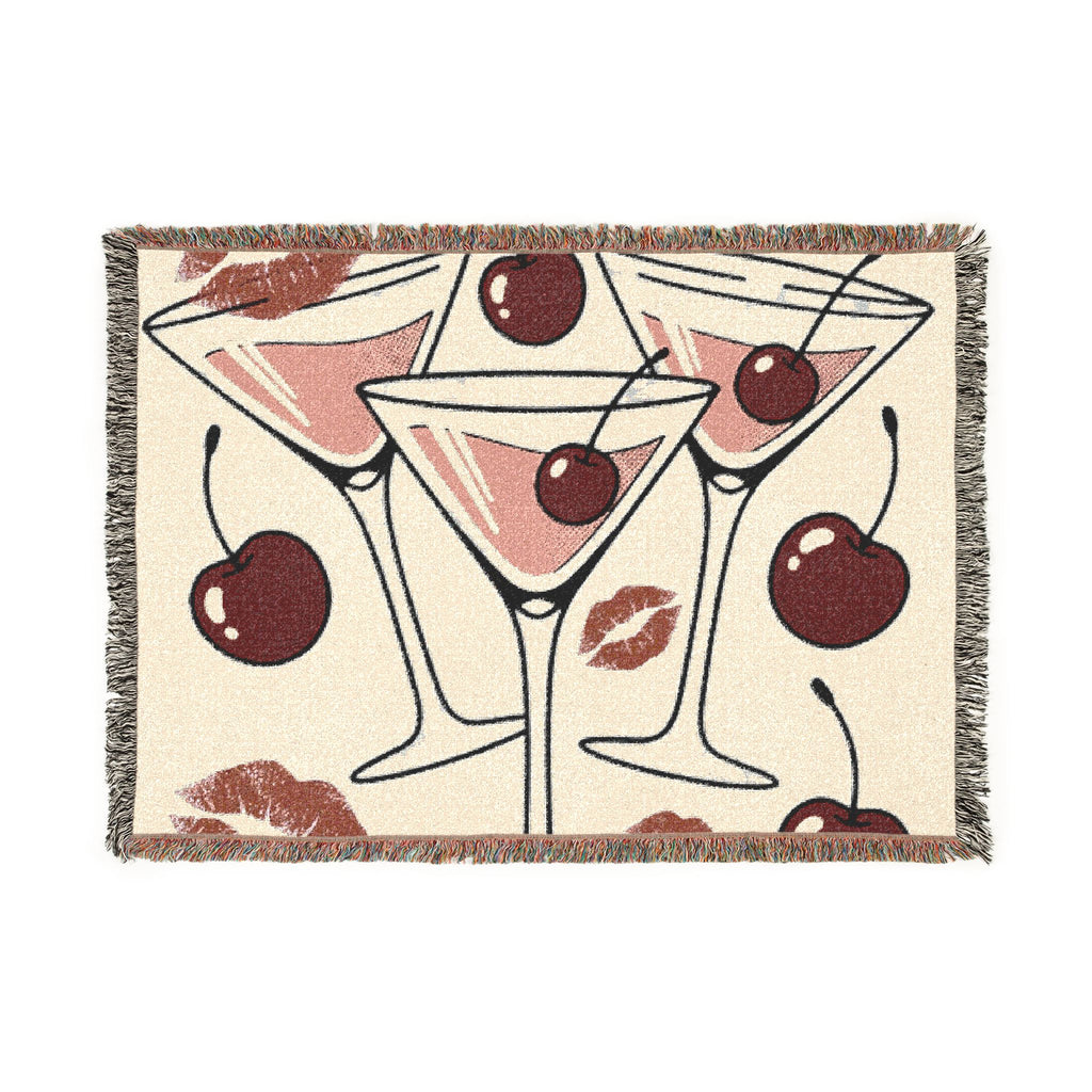 Cocktail Cherry Woven Blanket