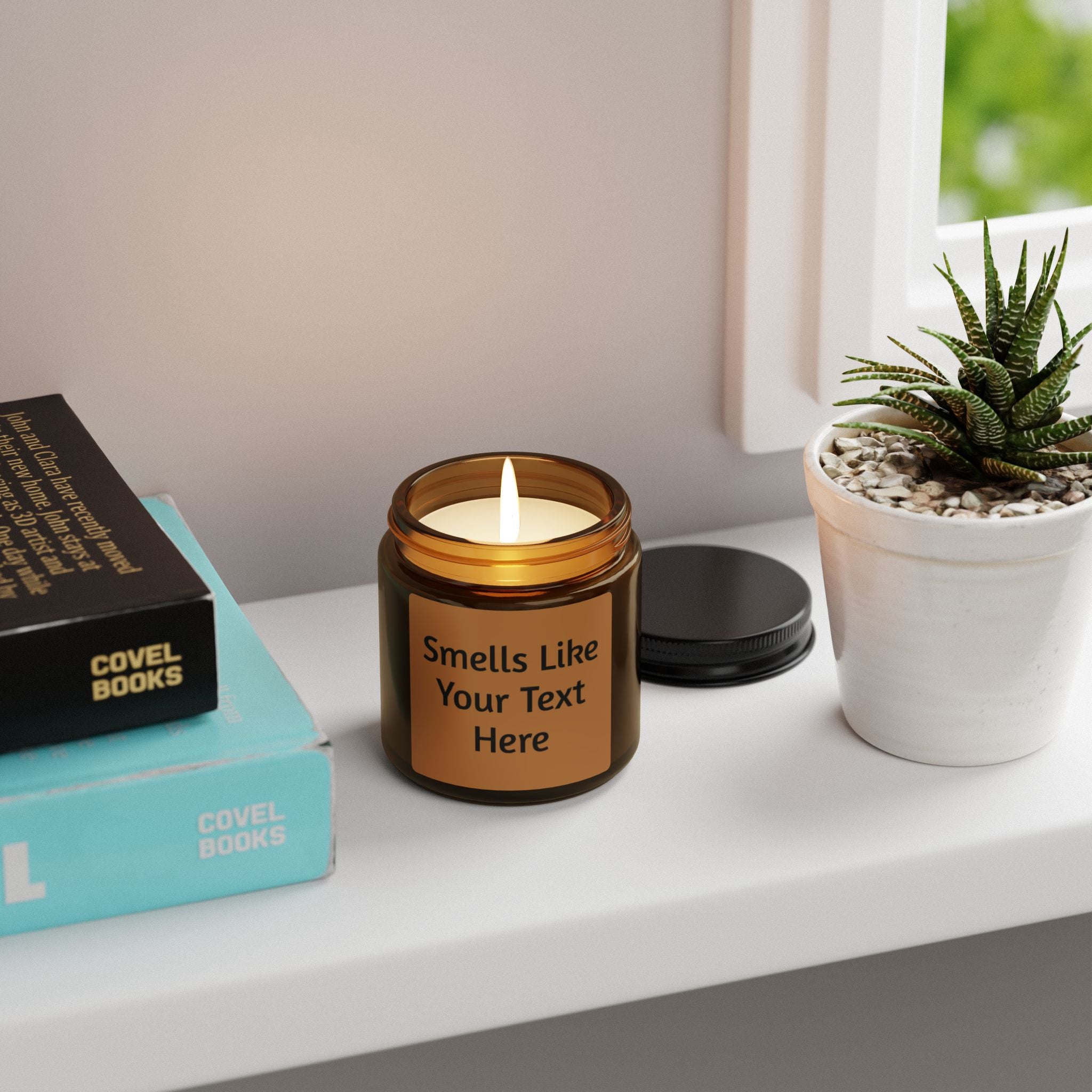 Personalized Amber Soy Candle — Custom Label Scented Candle (Multiple Sizes)