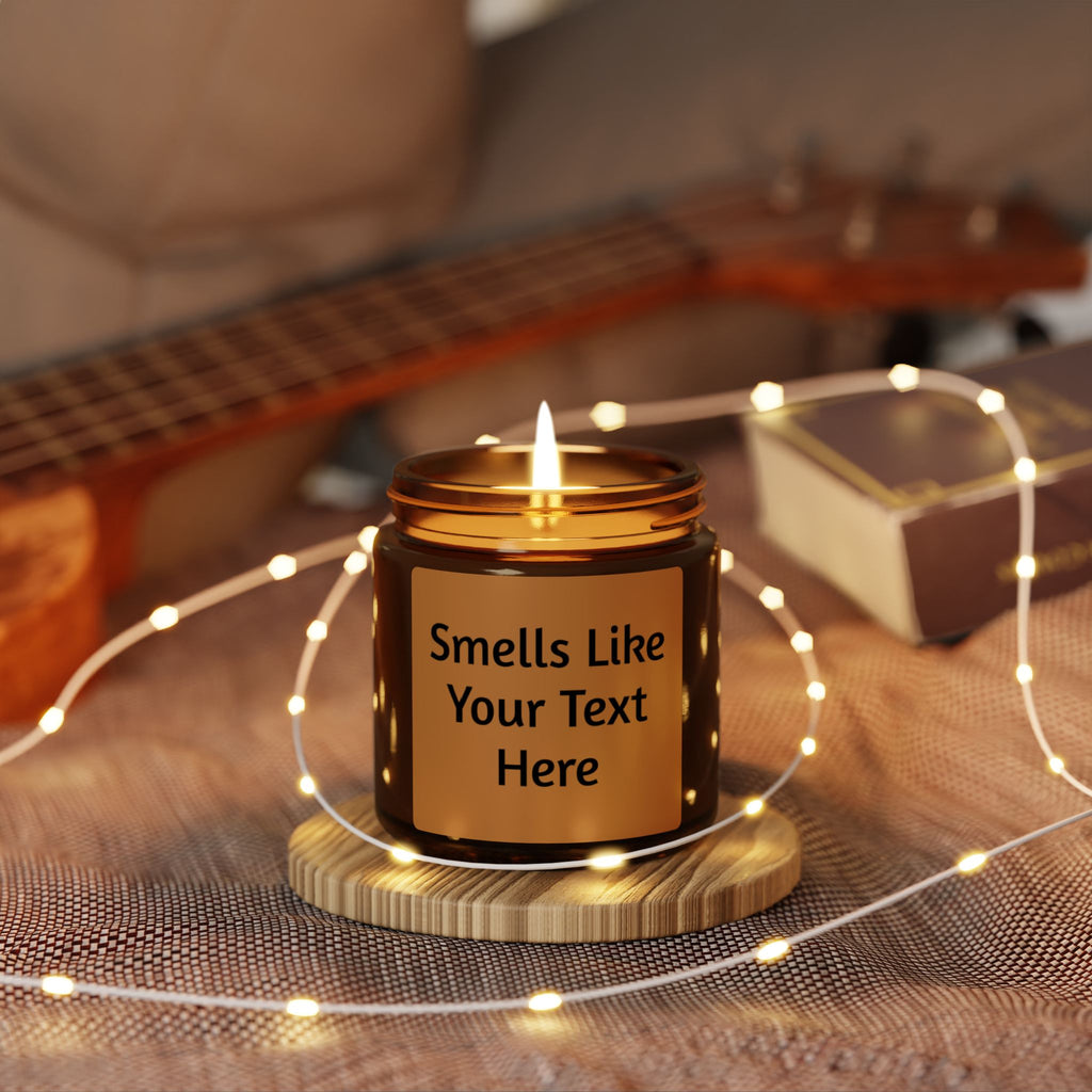 Personalized Amber Soy Candle — Custom Label Scented Candle (Multiple Sizes)